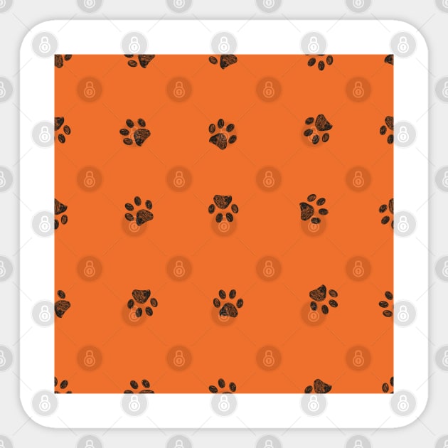 Black doodle paw with orange background Sticker by GULSENGUNEL